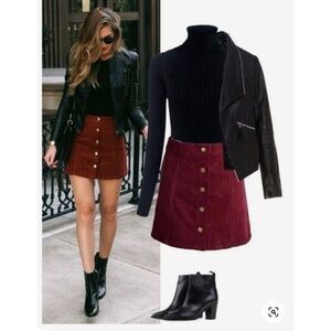 Loft skirt size 8 maroon business work skit